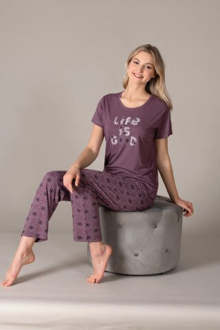 Alperi 780-30 (M-L-XL-XXL) Bayan Kısa Kollu Pijama Takım 4’lü – Pijama Takımı