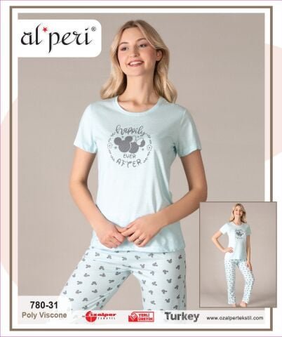 Alperi 780-31 (M-L-XL-XXL) Bayan Kısa Kollu Pijama Takım 4’lü – Pijama Takımı