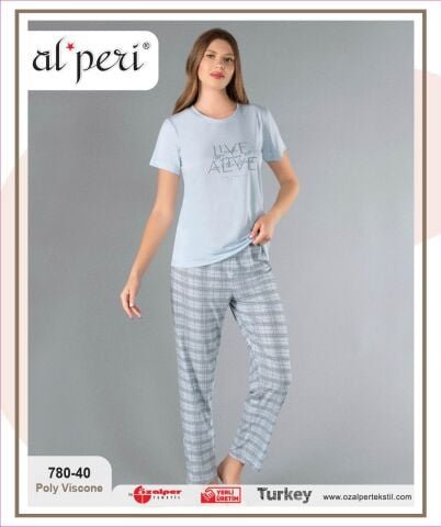 Alperi 780-40 (M-L-XL-XXL) Bayan Kısa Kollu Pijama Takım 4’lü – Pijama Takımı