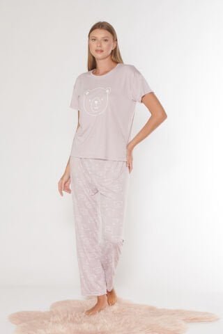 Alperi 780-57 (M-L-XL-XXL) Bayan Kısa Kollu Pijama Takım 4’lü – Pijama Takımı