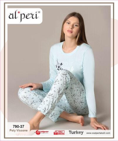 Alperi 790-37 (M-L-XL-XXL) Bayan Uzun Kollu Pijama Takım 4’lü – Pijama Takımı