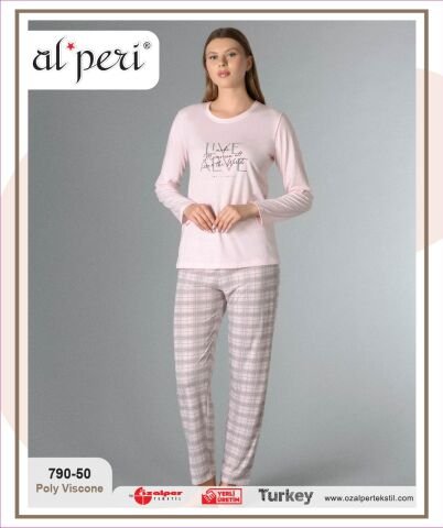 Alperi 790-50 (M-L-XL-XXL) Bayan Uzun Kollu Pijama Takım 4’lü – Pijama Takımı