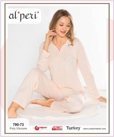 Alperi 790-73 (M-L-XL-XXL) Bayan Uzun Kollu Pijama Takım 4’lü – Pijama Takımı