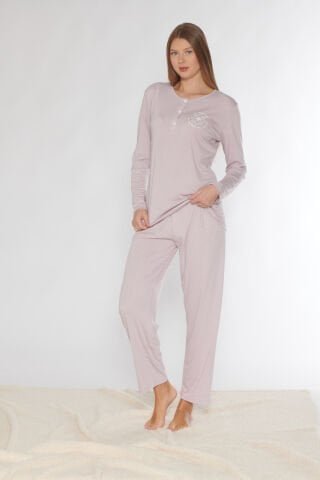Alperi 790-74 (M-L-XL-XXL) Bayan Uzun Kollu Pijama Takım 4’lü – Pijama Takımı