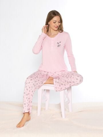 Alperi 790-77 (M-L-XL-XXL) Bayan Uzun Kollu Pijama Takım 4’lü – Pijama Takımı
