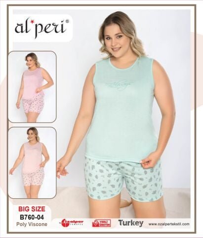 Alperi B760-04 (3XL-4XL-5XL-6XL) Bayan Şortlu Takım 4’lü – Pijama Takımı