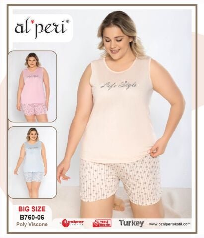 Alperi B760-06 (3XL-4XL-5XL-6XL) Bayan Şortlu Takım 4’lü – Pijama Takımı