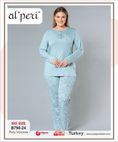 Alperi B790-24 (3XL-4XL-5XL-6XL) Bayan Uzun Kollu Pijama Takım 4’lü – Pijama Takımı