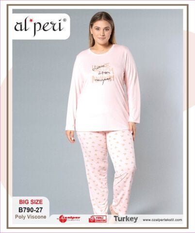 Alperi B790-27 (3XL-4XL-5XL-6XL) Bayan Uzun Kollu Pijama Takım 4’lü – Pijama Takımı