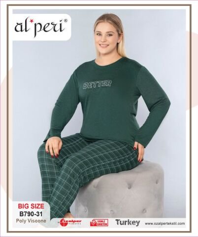 Alperi B790-31 (3XL-4XL-5XL-6XL) Bayan Uzun Kollu Pijama Takım 4’lü – Pijama Takımı