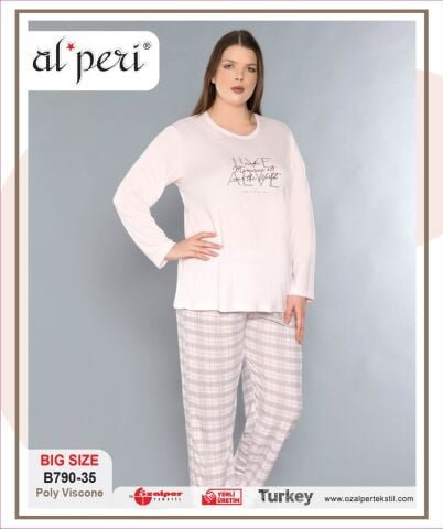 Alperi B790-35 (3XL-4XL-5XL-6XL) Bayan Uzun Kollu Pijama Takım 4’lü – Pijama Takımı