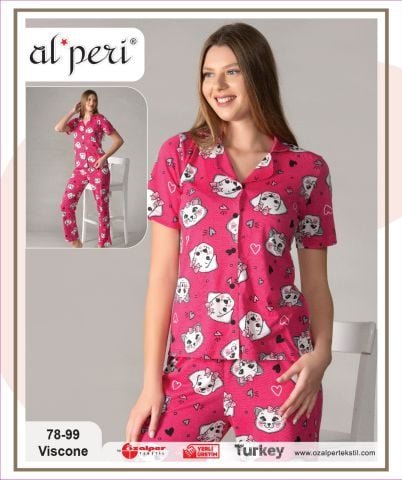Alperi 78-99 Bayan Kısa Kol Pijama Takım 4’lü – Pijama Takımı