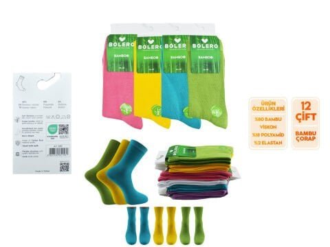 Bolero B-89 (36-40 NO) Bayan Bambu Çorap 12’li – Kadın İç Giyim – Kadın Çorap