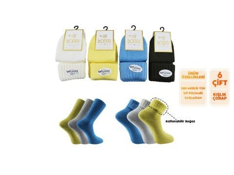 Bonas Parfümlü Yıkamalı Bayan Kışlık Bot Soket Çorap 6’lı – Kadın İç Giyim – Kadın Çorap