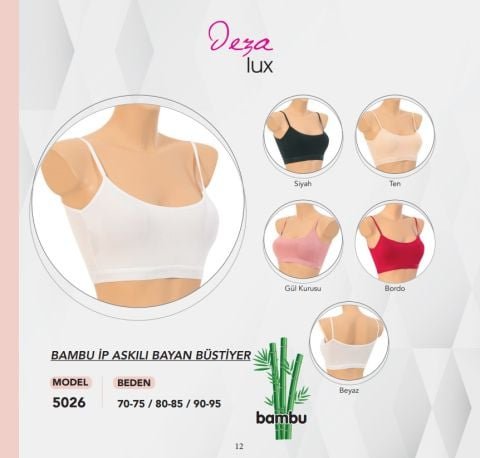 Dondeza 5026 Bambu İp askılı Pedli Bayan Bustiyer 6’lı – Kadın İç Giyim – Büstiyer