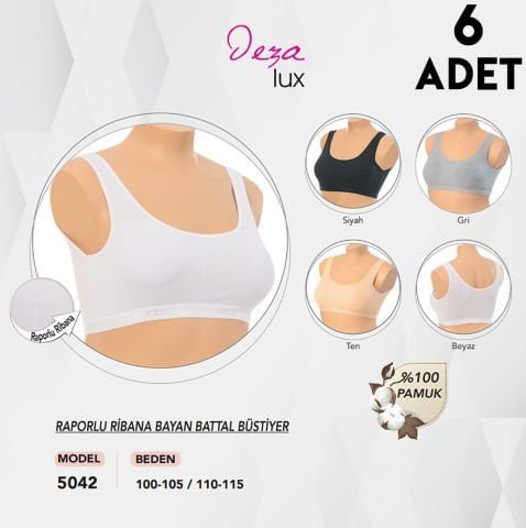 Dondeza 5042 Raporlu Kalın Askılı Pedli Battal Bayan Bustiyer 6’lı – Kadın İç Giyim – Büstiyer