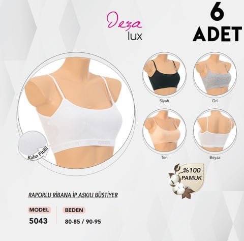 Dondeza 5043 Raporlu İp Askılı Pedli Bayan Bustiyer 6’lı – Kadın İç Giyim – Büstiyer