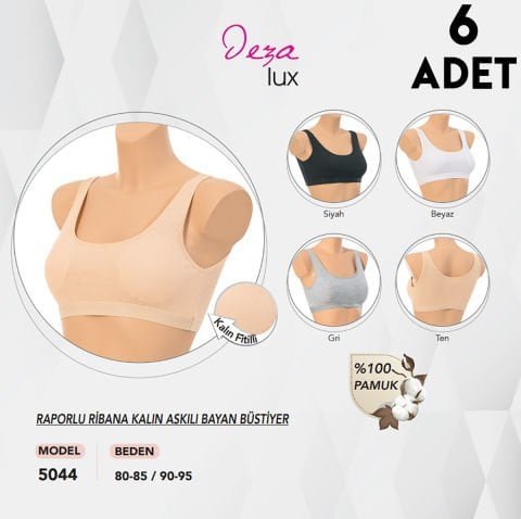 Dondeza 5044 Raporlu Kalın Askılı Pedli Bayan Bustiyer 6’lı – Kadın İç Giyim – Büstiyer