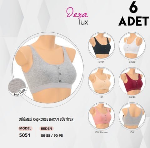 Dondeza 5051 Düğmeli Kaşkorse Bayan Bustiyer 6’lı – Kadın İç Giyim – Büstiyer