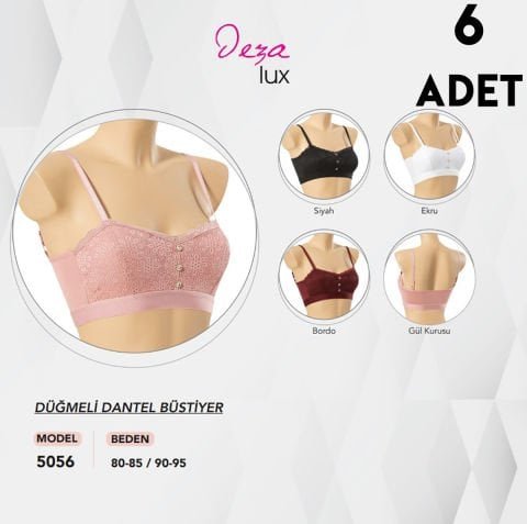 Dondeza 5056 Düğmeli Dantel Bayan Bustiyer 6’lı – Kadın İç Giyim – Büstiyer