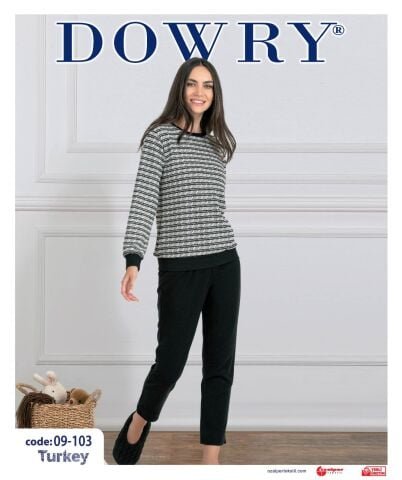 Dowry 09-103 (S-M-L-XL) Uzun Kollu Bayan Pijama Takımı 4’lü – Pijama Takımı