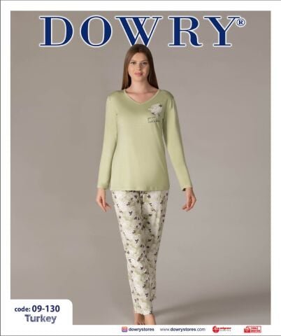 Dowry 09-130 (S-M-L-XL) Uzun Kollu Bayan Pijama Takımı 4’lü – Pijama Takımı
