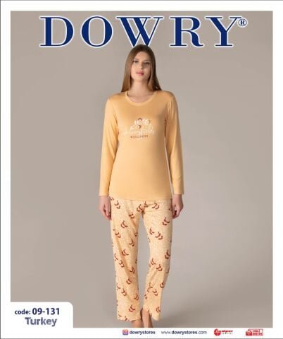 Dowry 09-131 (S-M-L-XL) Uzun Kollu Bayan Pijama Takımı 4’lü – Pijama Takımı