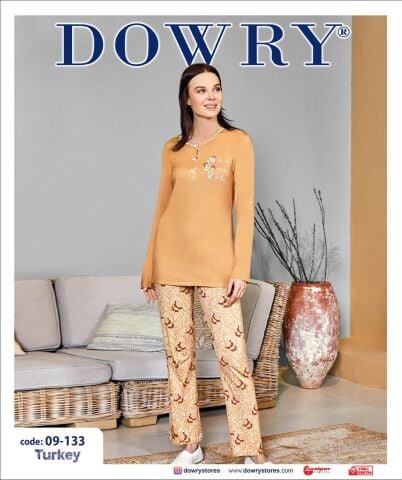 Dowry 09-133 (S-M-L-XL) Uzun Kollu Bayan Pijama Takımı 4’lü – Pijama Takımı