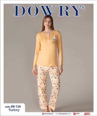 Dowry 09-134 (S-M-L-XL) Uzun Kollu Bayan Pijama Takımı 4’lü – Pijama Takımı
