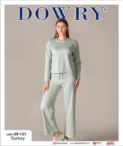 Dowry 09-151 (S-M-L-XL) Uzun Kollu Bayan Pijama Takımı 4’lü – Pijama Takımı