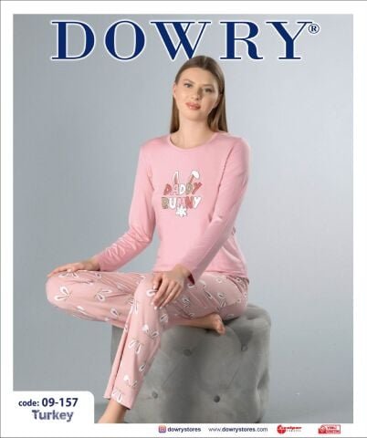 Dowry 09-157 (S-M-L-XL) Uzun Kollu Bayan Pijama Takımı 4’lü – Pijama Takımı