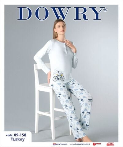 Dowry 09-158 (S-M-L-XL) Uzun Kollu Bayan Pijama Takımı 4’lü – Pijama Takımı