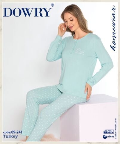 Dowry 09-241 (M-L-XL-XXL) Uzun Kollu Bayan Pijama Takımı 4’lü – Pijama Takımı