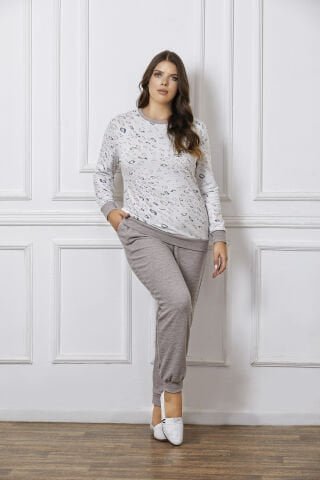 Dowry B09-121 (2XL-3XL-4XL-5XL) Uzun Kollu Bayan Pijama Takımı 4’lü – Pijama Takımı