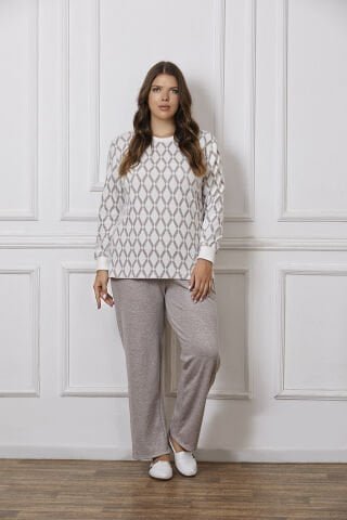 Dowry B09-123 (2XL-3XL-4XL-5XL) Uzun Kollu Bayan Pijama Takımı 4’lü – Pijama Takımı