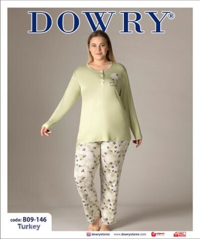 Dowry B09-146 (2XL-3XL-4XL-5XL) Uzun Kollu Bayan Pijama Takımı 4’lü – Pijama Takımı