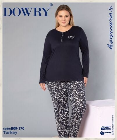 Dowry B09-170 (3XL-4XL-5XL-6XL) Uzun Kollu Bayan Pijama Takımı 4’lü – Pijama Takımı