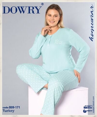 Dowry B09-171 (3XL-4XL-5XL-6XL) Uzun Kollu Bayan Pijama Takımı 4’lü – Pijama Takımı