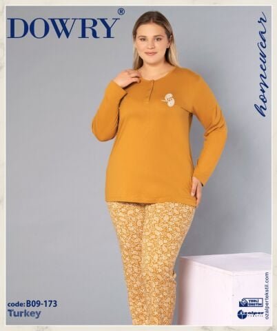 Dowry B09-173 (3XL-4XL-5XL-6XL) Uzun Kollu Bayan Pijama Takımı 4’lü – Pijama Takımı