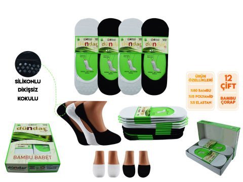 Dündar UNISEX Dikişsiz Yıkamalı Kokulu Bambu Babet 12'li - Kadın İç Giyim - Kadın Çorap