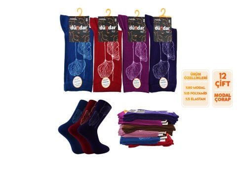 Dündar Dikişsiz Yıkamalı Kokulu Bayan Modal Soket 12’li – Kadın İç Giyim – Kadın Çorap