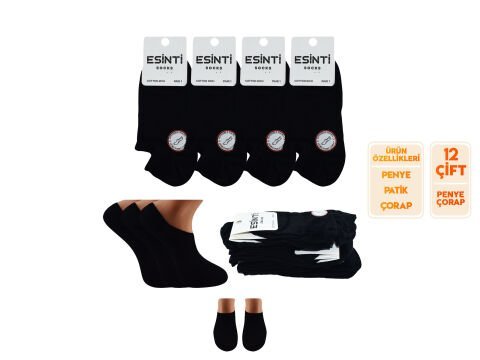 Esinti 29-Siyah Bayan Penye Sneakers 12’li – Kadın İç Giyim – Kadın Çorap