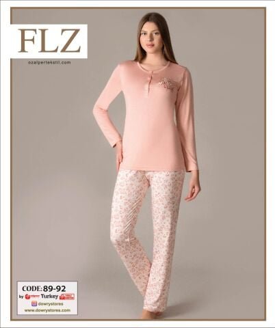 Flz 89-92 (S-M-L-XL) Uzun Kollu Bayan Pijama Takımı 4’lü – Pijama Takımı
