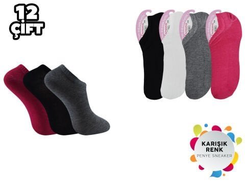 İntegral 006 Karışık Renk Bayan Penye Sneakers Çorap 12’li – Kadın İç Giyim – Kadın Çorap