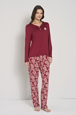 Pijadore 1904 (M-L-XL-XXL) Uzun Kollu Bayan Pijama Takım 4’lü – Pijama Takımı