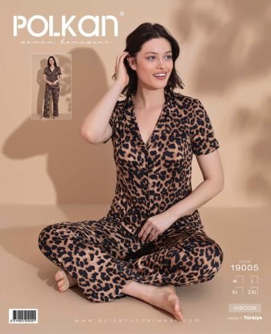 Polkan 19005 Bayan Milan Kısa Kollu Bayan Pijama Takım Paket İçi 4’lü – Pijama Takımı