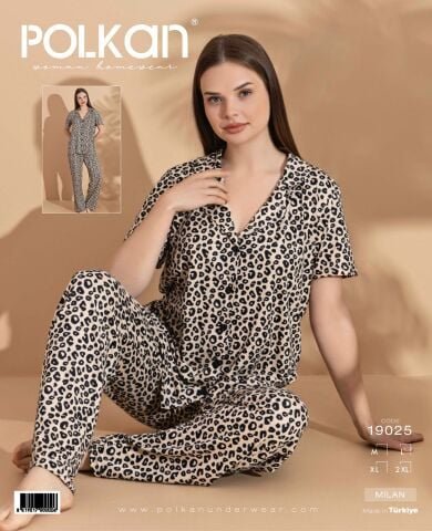 Polkan 19025 Bayan Milan Kısa Kollu Bayan Pijama Takım Paket İçi 4’lü – Pijama Takımı