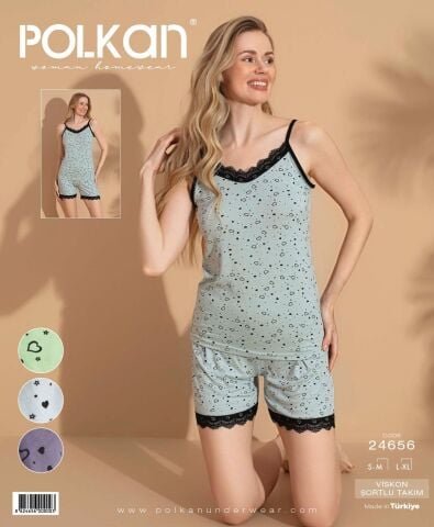Polkan 24656 Beden (SM-LXL) Viskon Bayan Şortlu Takım 6’lı – Pijama Takımı
