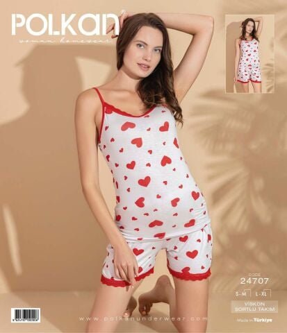 Polkan 24707 Beden (SM-LXL) Viskon Bayan Şortlu Takım 6'lı - Pijama Takımı