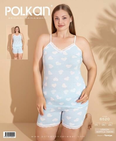 Polkan 6520 (2XL-3XL-4XL) Viskon Bayan Şortlu Takım 6’lı – Pijama Takımı